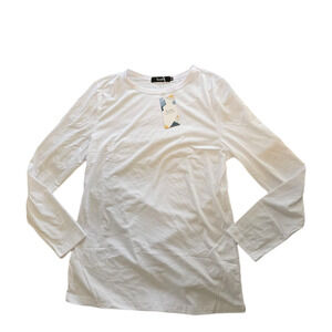 Sunbs Medium White Long Sleeve Pullover T-Shirt